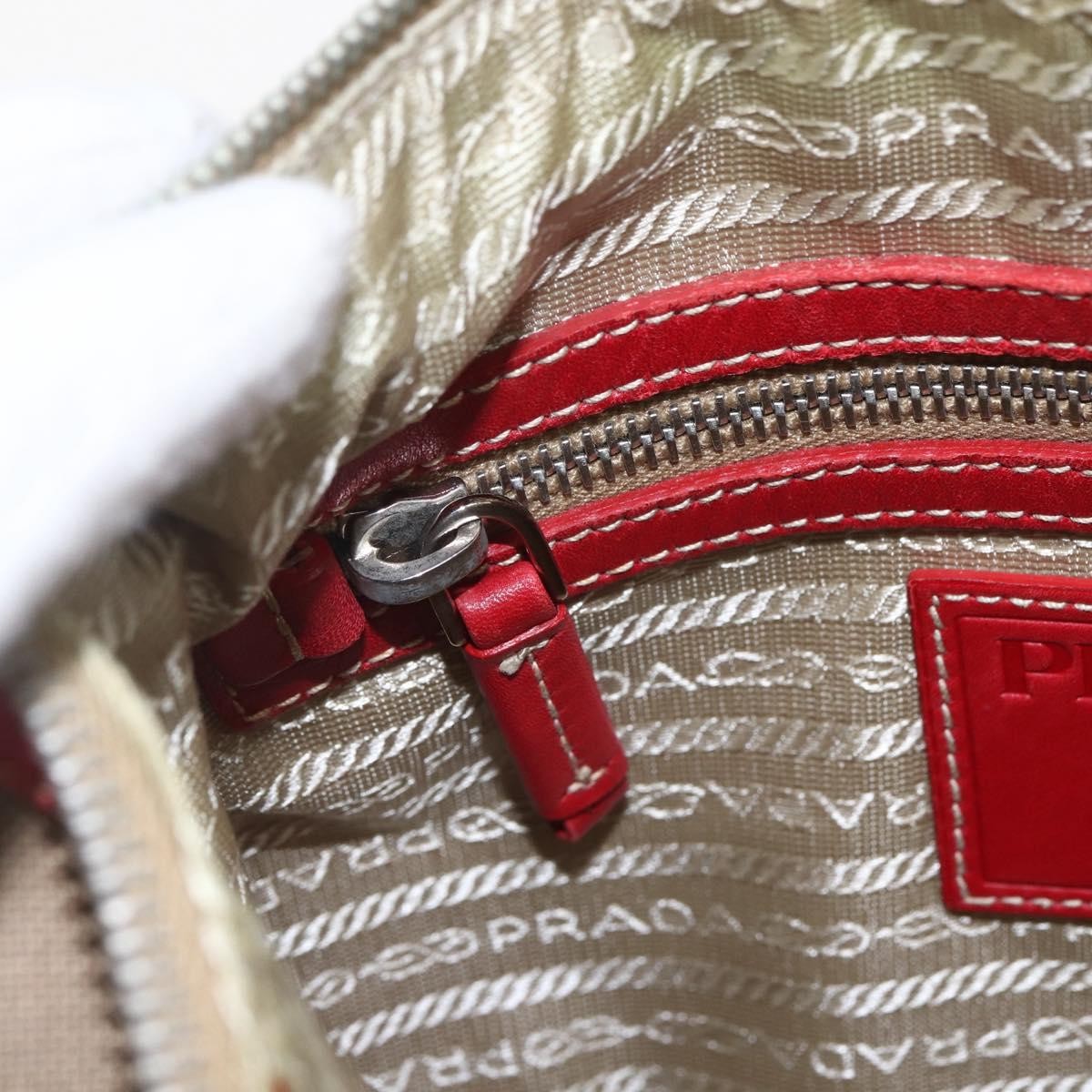 Prada Logo Zip Crossbody Bag Canvas Beige Canvas Shoulder Bag Bag