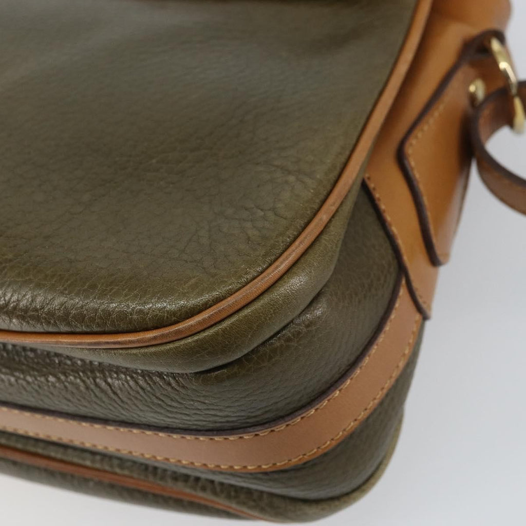 Celine Vintage Shoulder Bag Leather Khaki Leather Shoulder Bag Bag