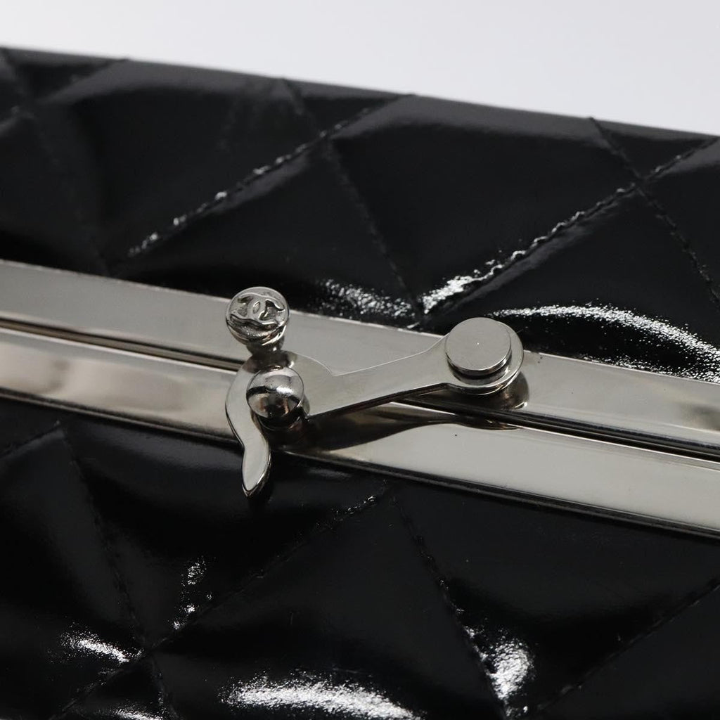 Chanel Vintage Metal Box Bag Quilted Patent Black Patent_Leather Handbag