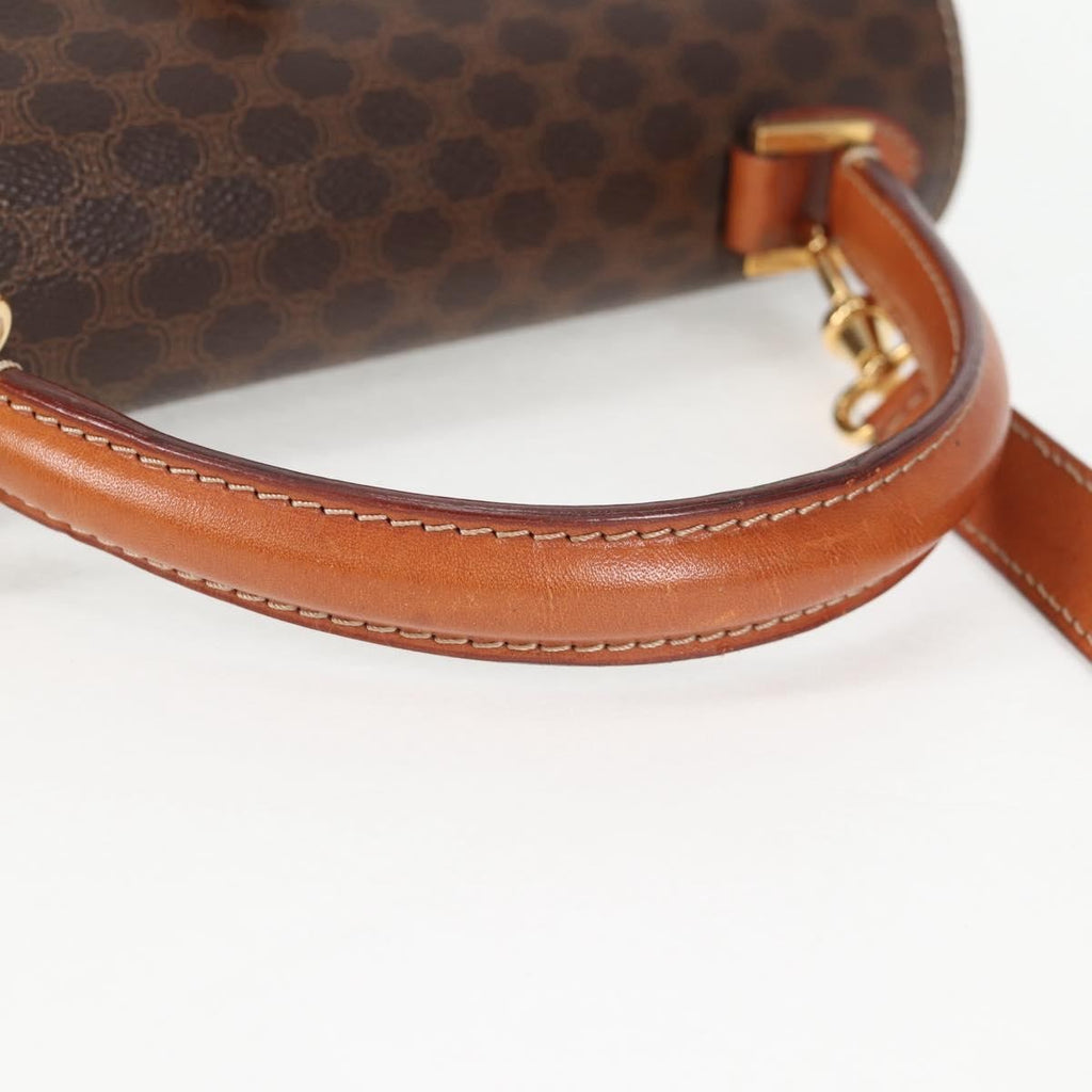Celine Vintage Convertible Top Handle Bag Macadam Coated Canvas Brown Canvas Bag