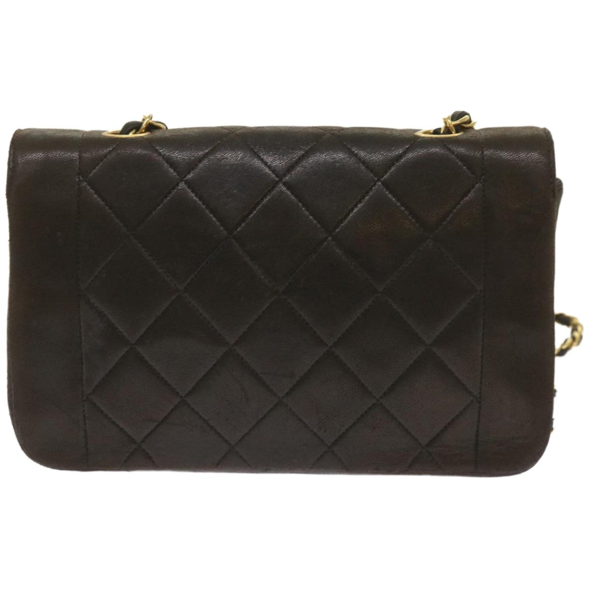 Chanel Vintage Diana Flap Bag Quilted Lambskin Black Leather Shoulder Bag Bag