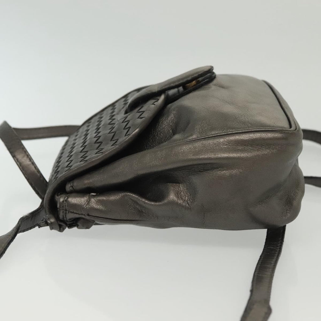 Bottega Veneta Intrecciato Backpack Patent Leather Metallic Leather Backpack Bag