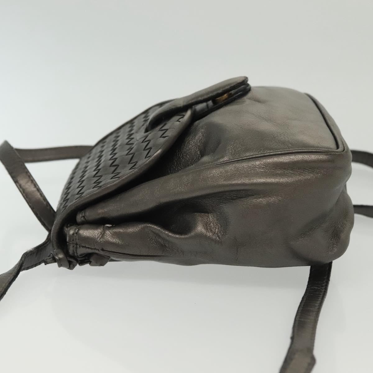Bottega Veneta Intrecciato Backpack Patent Leather Metallic Leather Backpack Bag
