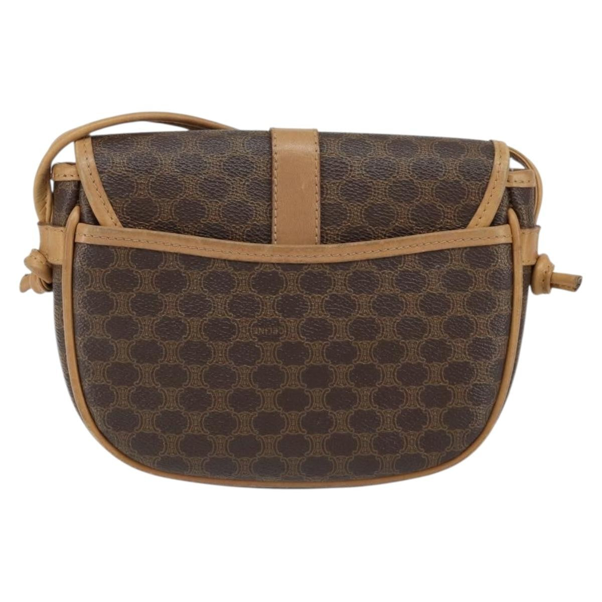 Celine Vintage Macadam Shoulder Bag Canvas And Leather Brown Canvas Shoulder Bag Bag