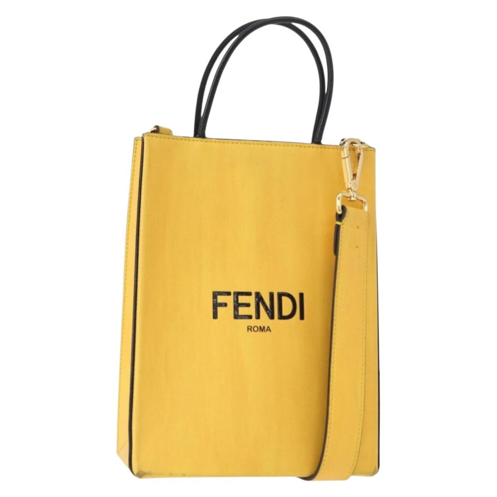 Fendi Pack Shopping Tote Leather Yellow Leather Handbag