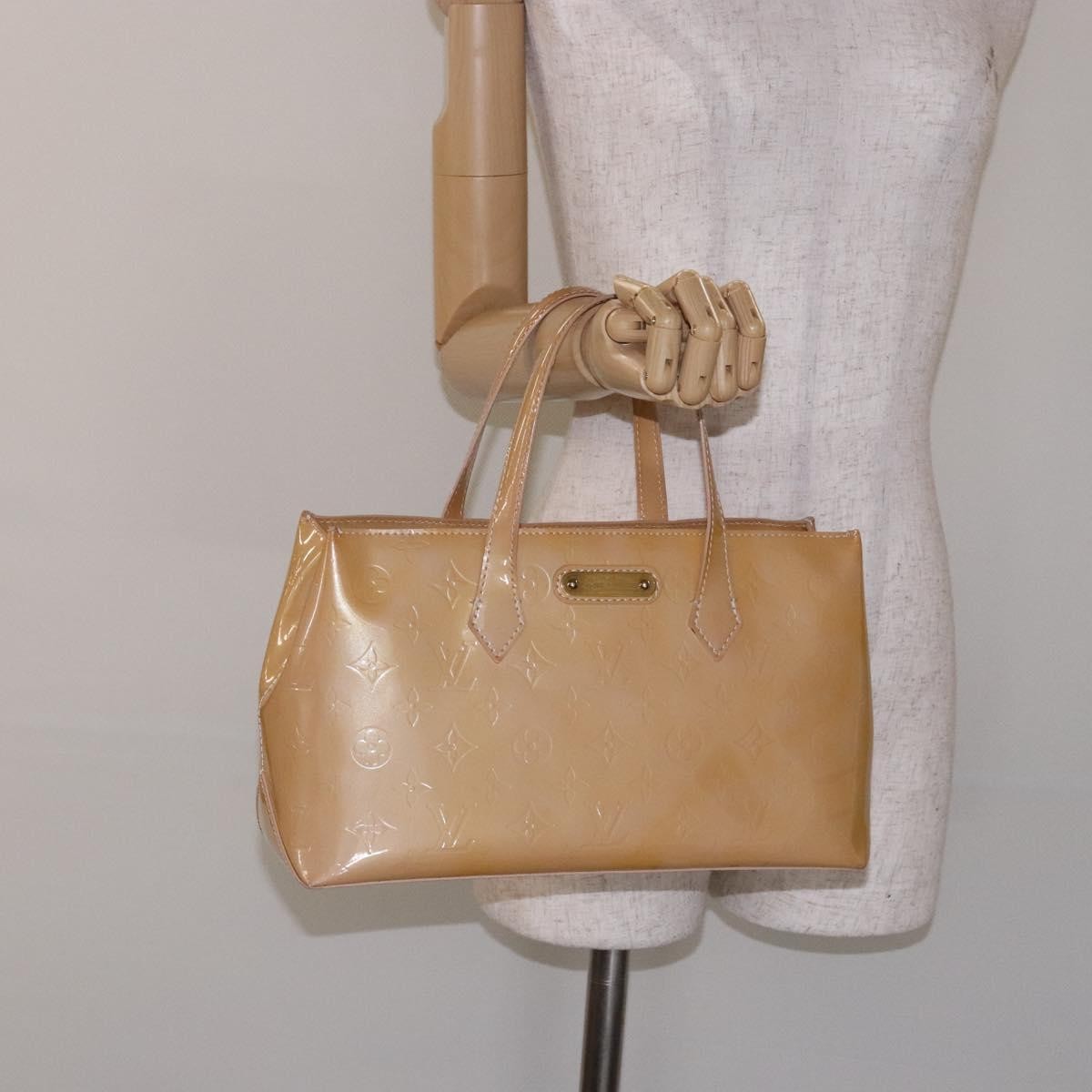 Louis Vuitton Wilshire Handbag Monogram Vernis Beige Patent_Leather Bag