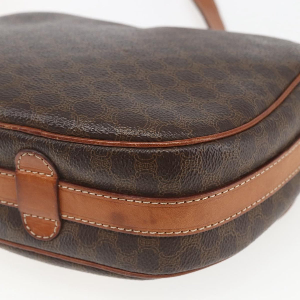Celine Vintage Macadam Shoulder Bag Canvas And Leather Brown Canvas Shoulder Bag Bag
