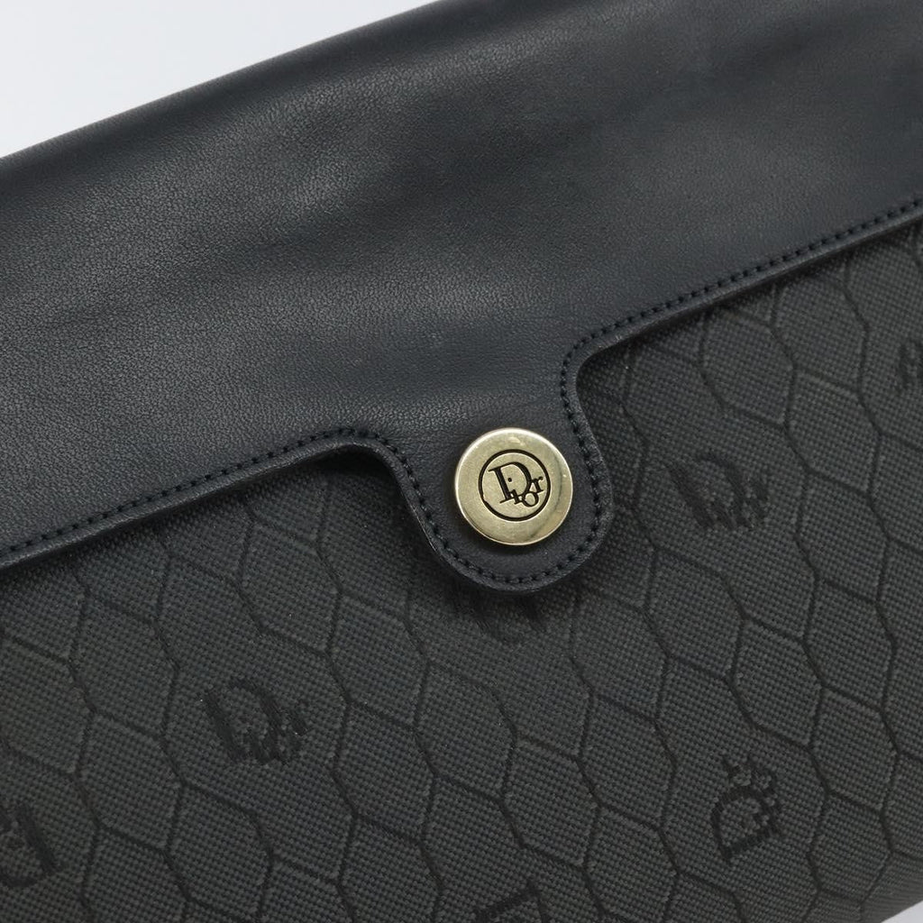 Christian Dior Vintage Honeycomb Flap Crossbody Bag Coated Canvas Black Pvc Shoulder Bag Bag (Pre-Owned)