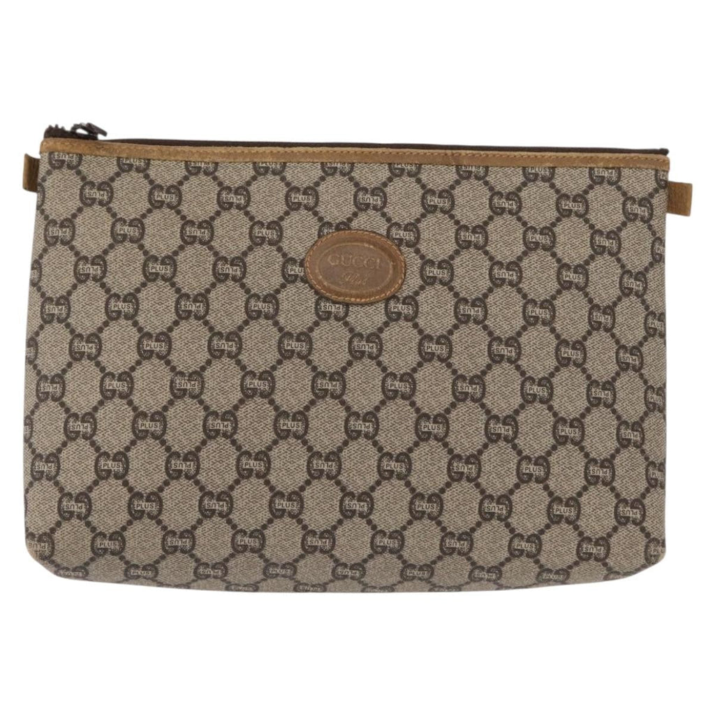 Gucci Gg Plus Supreme Pouch Canvas Beige Canvas Clutche & Pouche Bag (Pre-Owned)