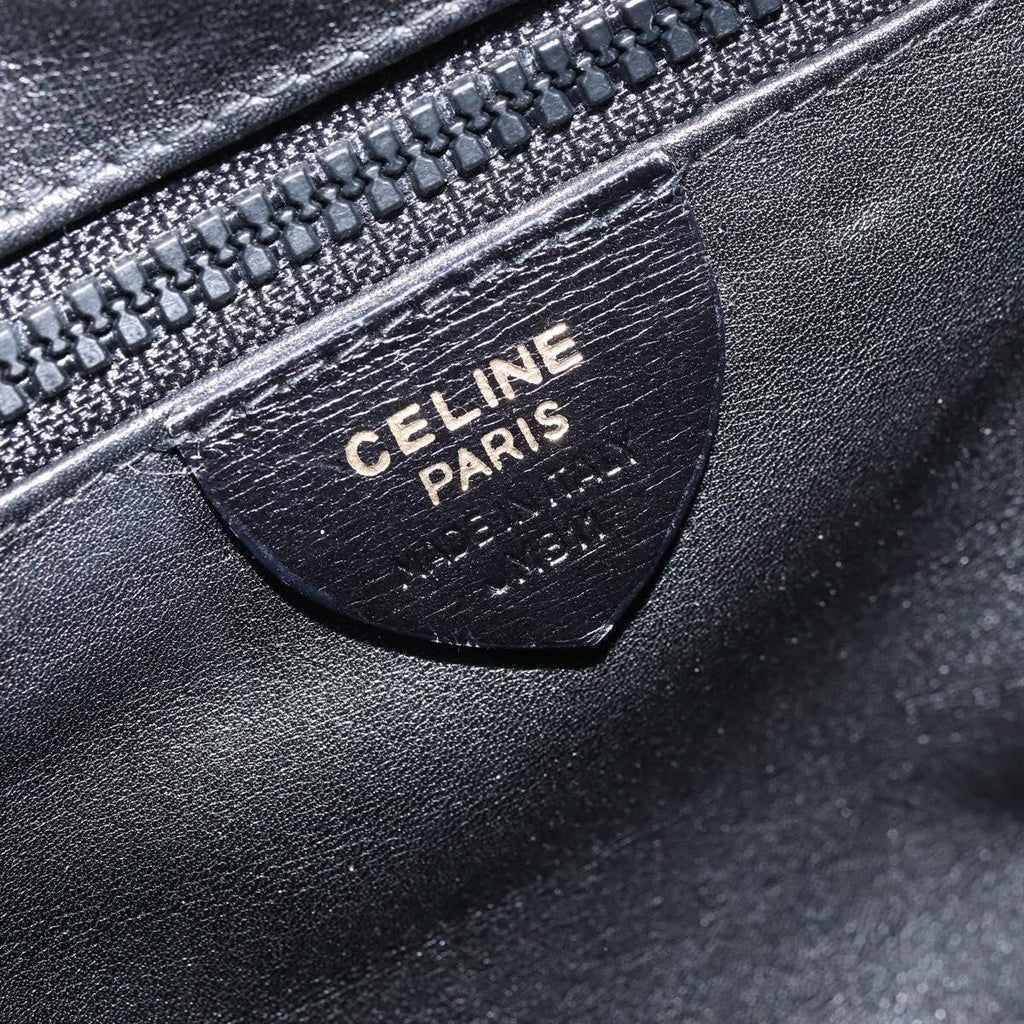 Celine Circle Logo Shoulder Bag Leather Black Leather Shoulder Bag Bag