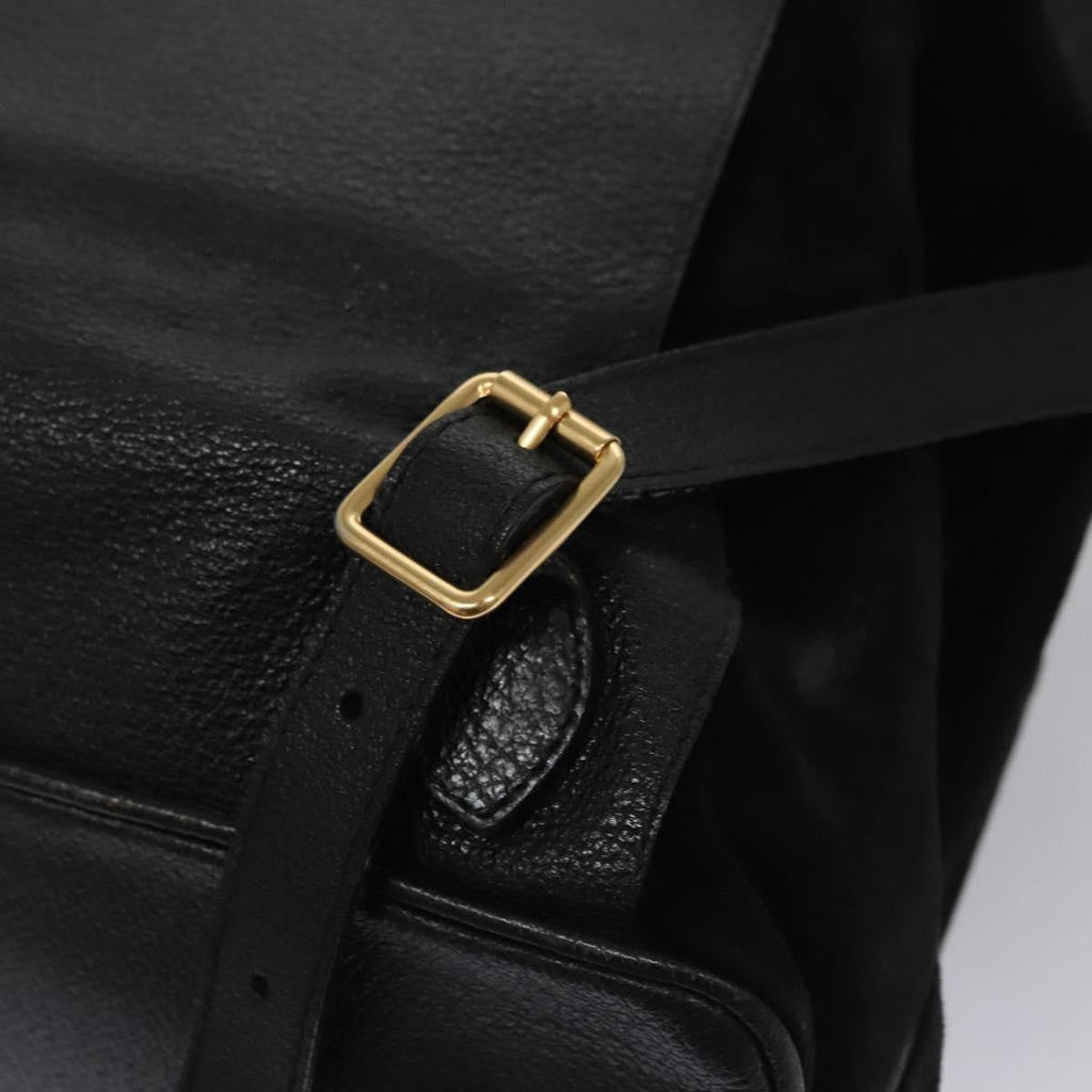 Gucci Vintage Bamboo Backpack Suede Black Suede Backpack Bag (Pre-Owned)