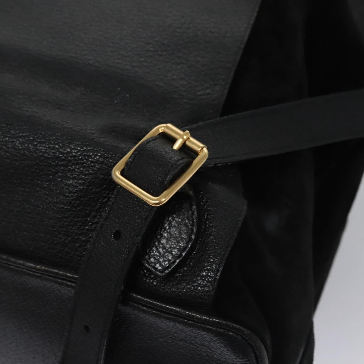 Gucci Vintage Bamboo Backpack Suede Black Suede Backpack Bag (Pre-Owned)