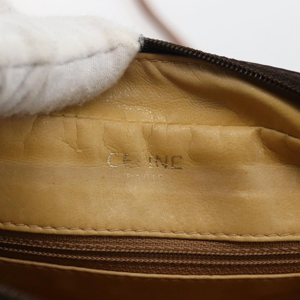 Celine Vintage Macadam Shoulder Bag Canvas And Leather Brown Canvas Shoulder Bag Bag