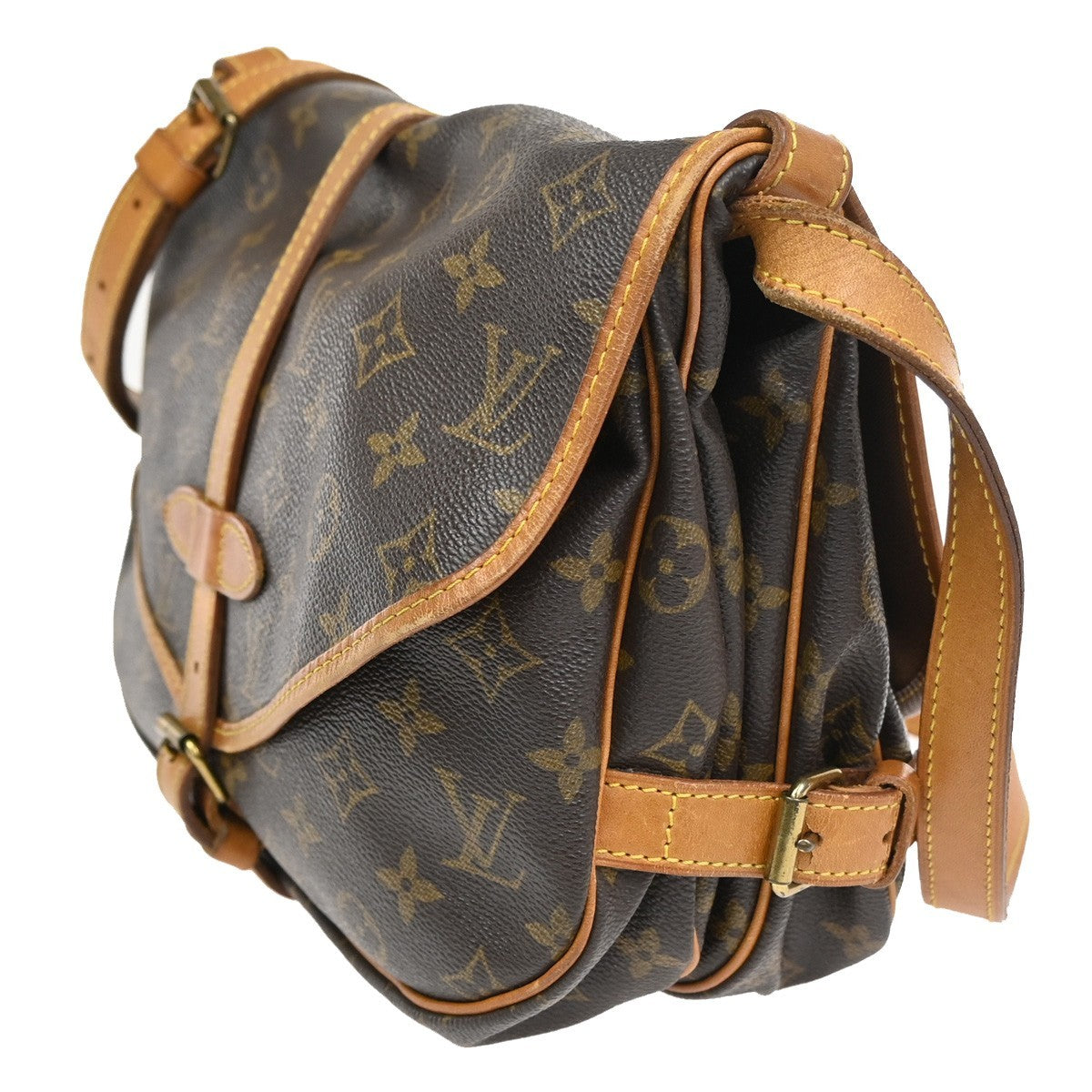 Louis Vuitton Saumur Handbag Monogram Canvas Brown Canvas Shoulder Bag