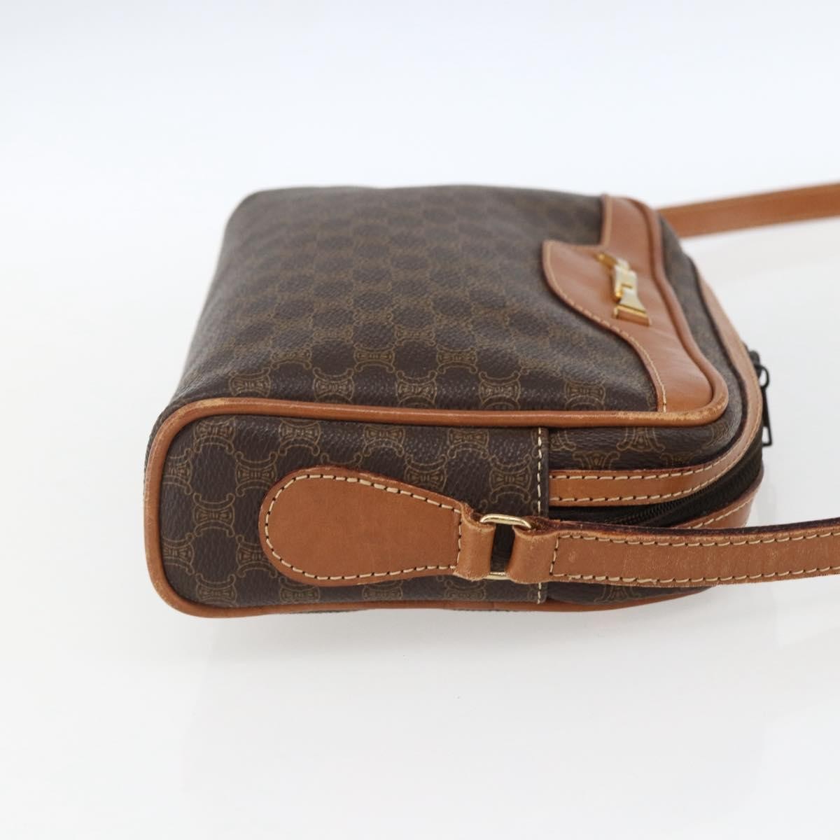 Celine Vintage Macadam Shoulder Bag Canvas And Leather Brown Canvas Shoulder Bag Bag