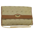 Christian Dior Vintage Honeycomb Chain Canvas Beige Canvas Bag (Pre-Owned)
