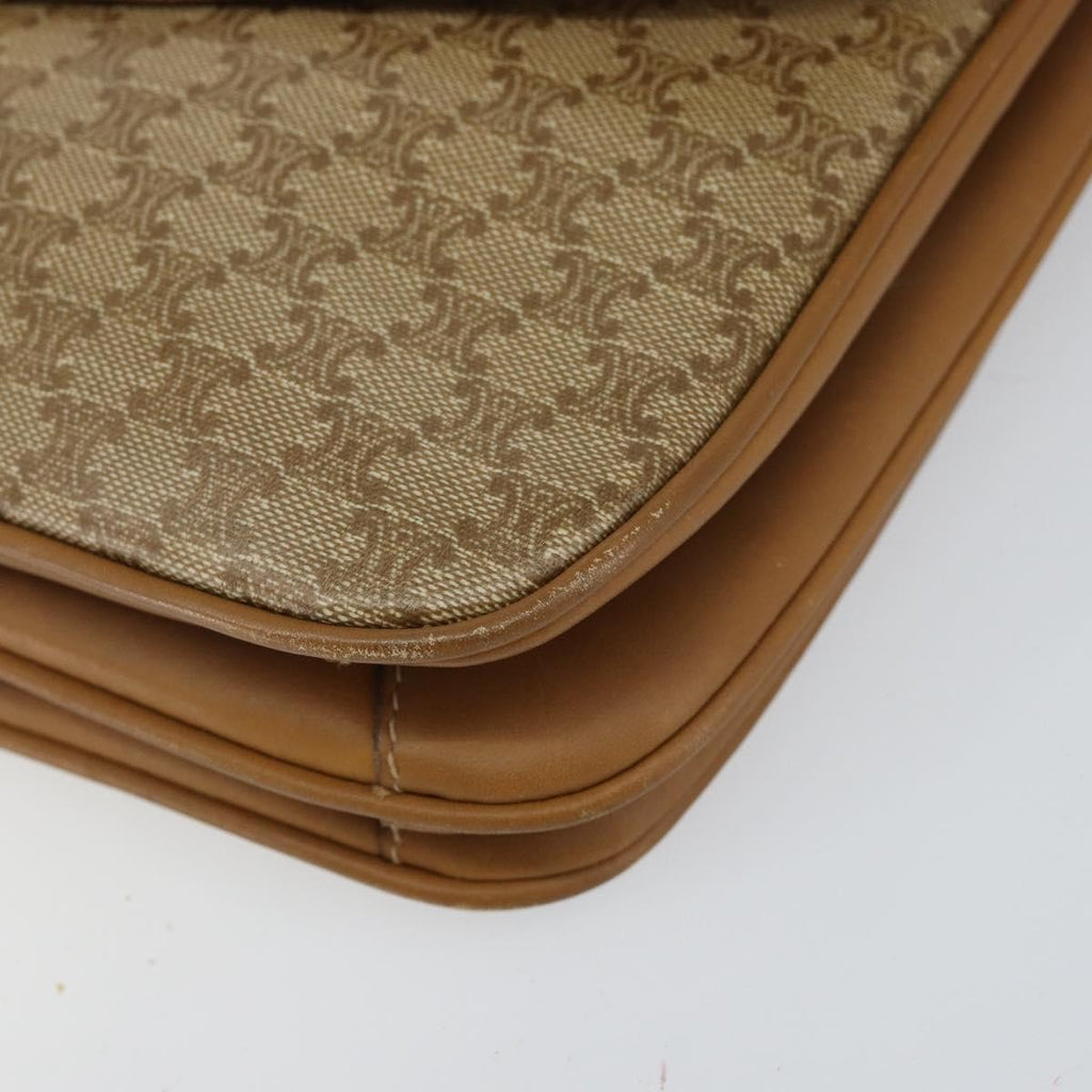 Celine Macadam Shoulder Bag Canvas Beige Canvas Shoulder Bag Bag