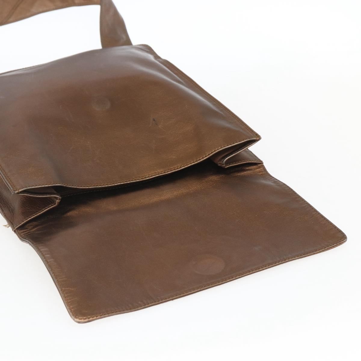 Chanel Vintage Logo Flap Messenger Bag Leather Brown Leather Shoulder Bag Bag