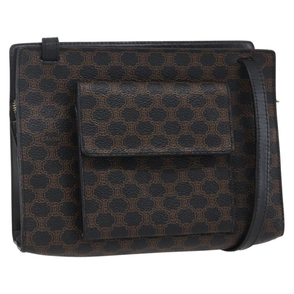 Celine Vintage Macadam Shoulder Bag Canvas Black Canvas Shoulder Bag Bag