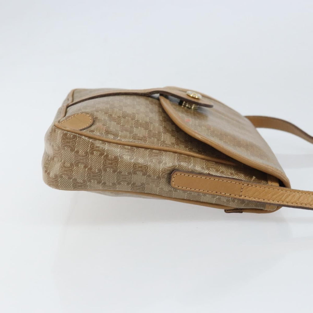 Celine Vintage Macadam Shoulder Bag Canvas And Leather Beige Canvas Shoulder Bag Bag
