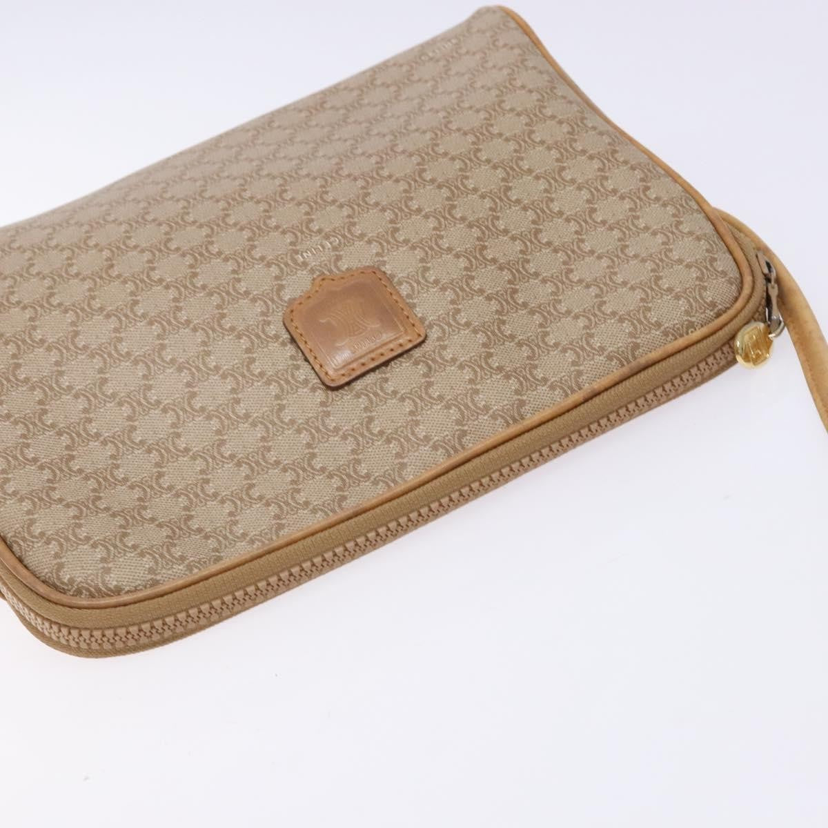 Celine Vintage Macadam Shoulder Bag Canvas And Leather Beige Canvas Shoulder Bag Bag