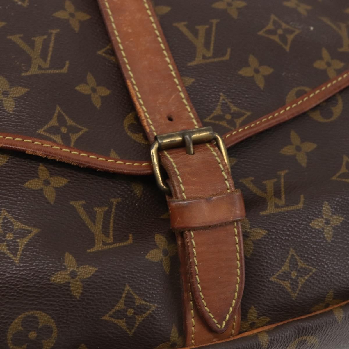 Louis Vuitton Saumur Handbag Monogram Canvas Brown Canvas Shoulder Bag