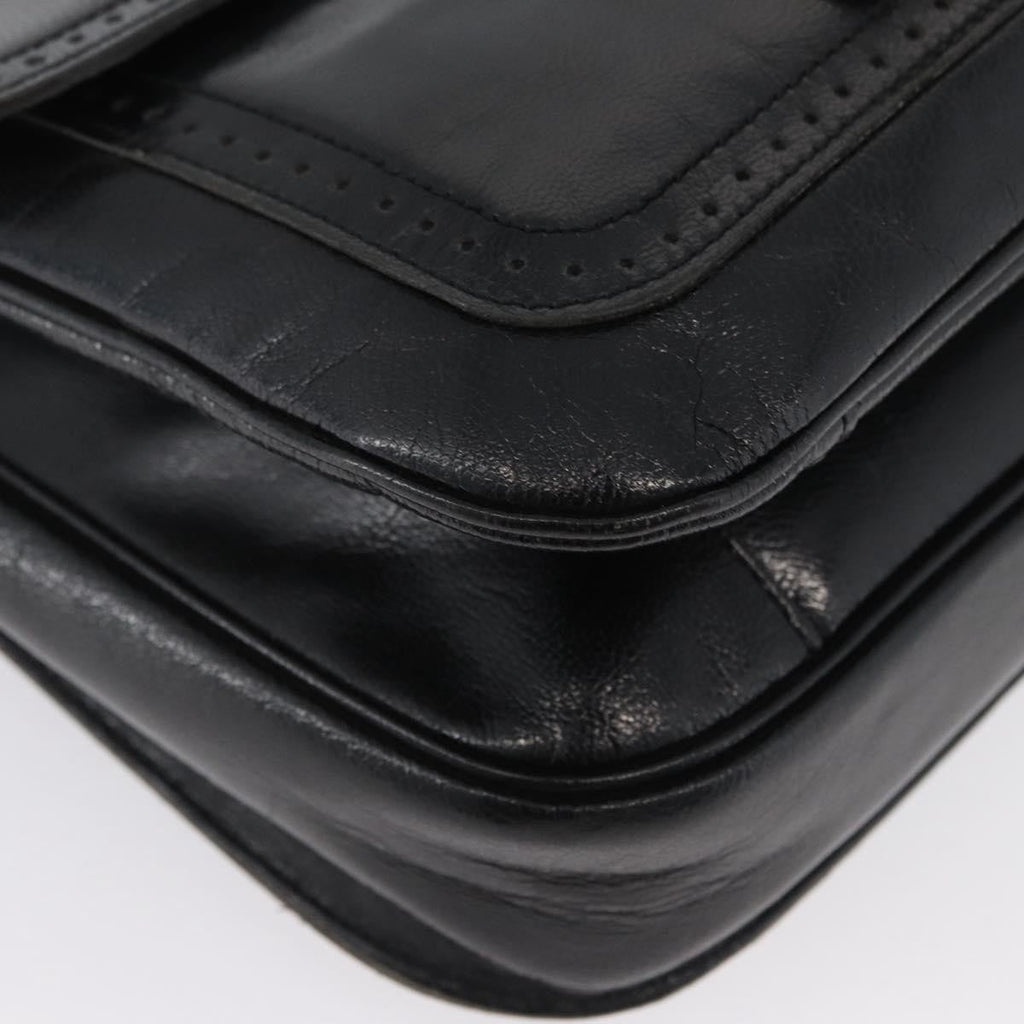 Saint Laurent Vintage Shoulder Bag Leather Black Leather Shoulder Bag Bag (Pre-Owned)