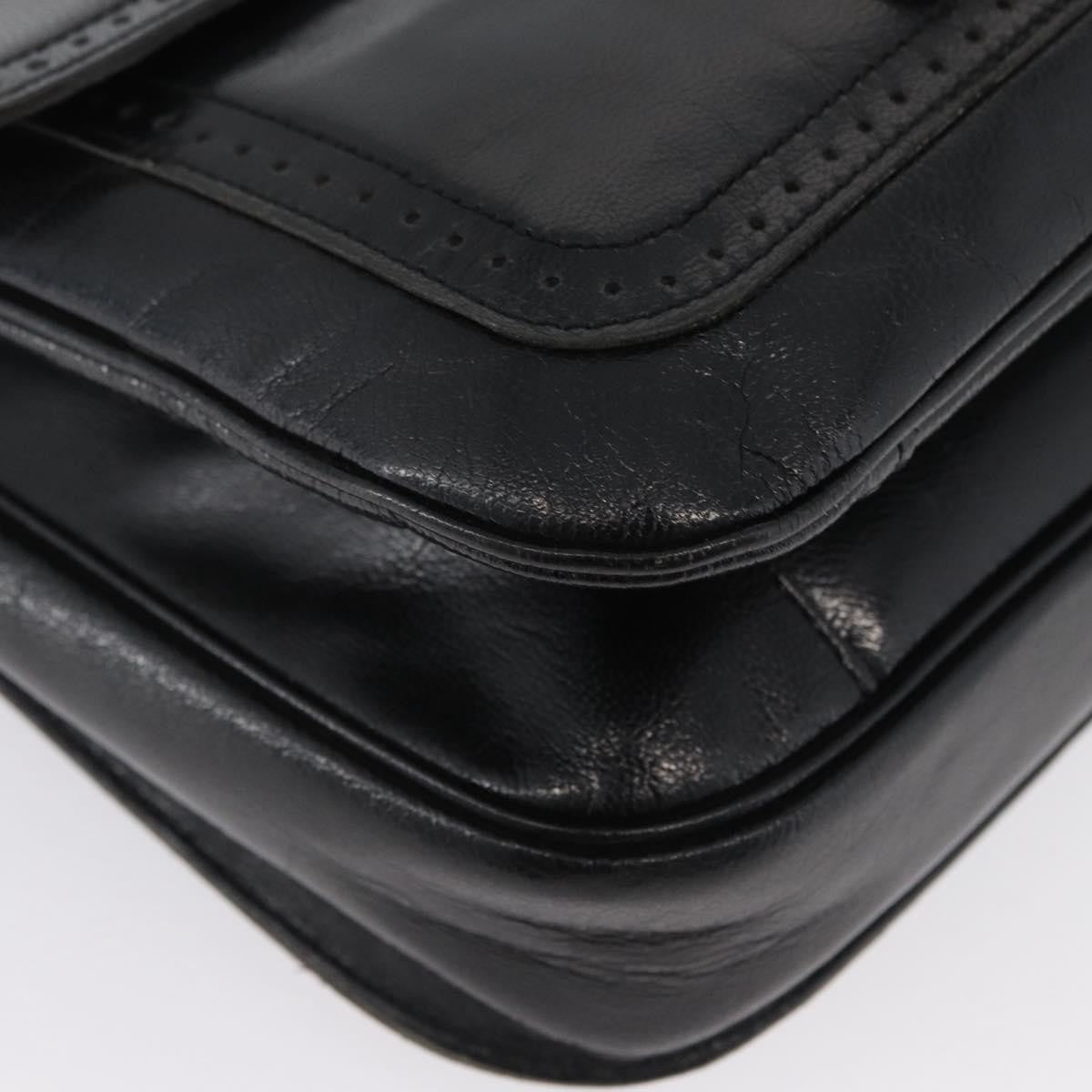 Saint Laurent Vintage Shoulder Bag Leather Black Leather Shoulder Bag Bag (Pre-Owned)