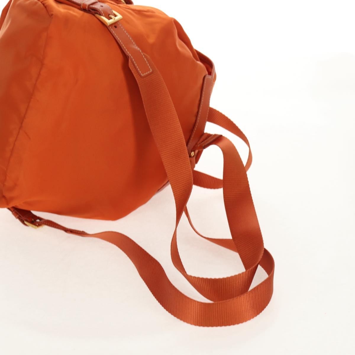 Prada Vela Double Front Pocket Backpack Tessuto With Saffiano Leather Orange Nylon Backpack Bag