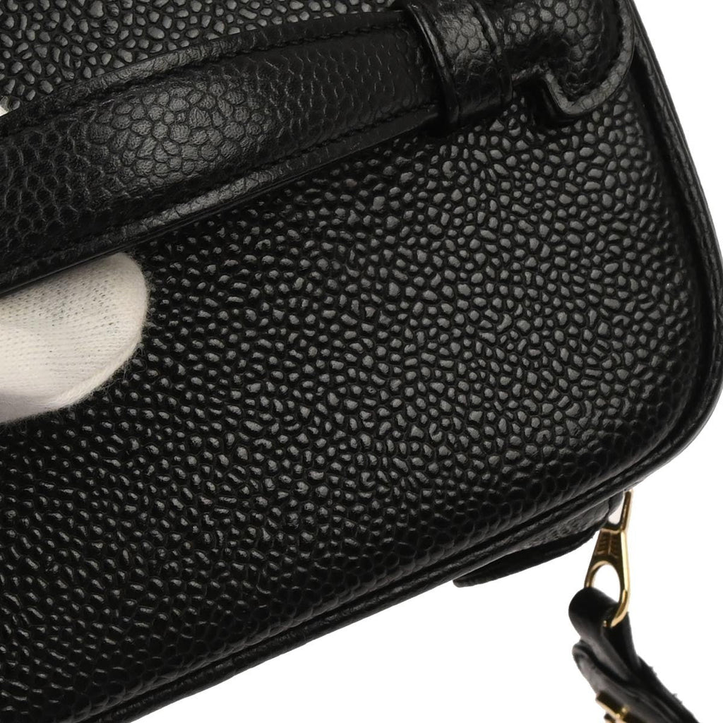 Chanel Vintage Timeless Cosmetic Case Caviar Black Leather Handbag