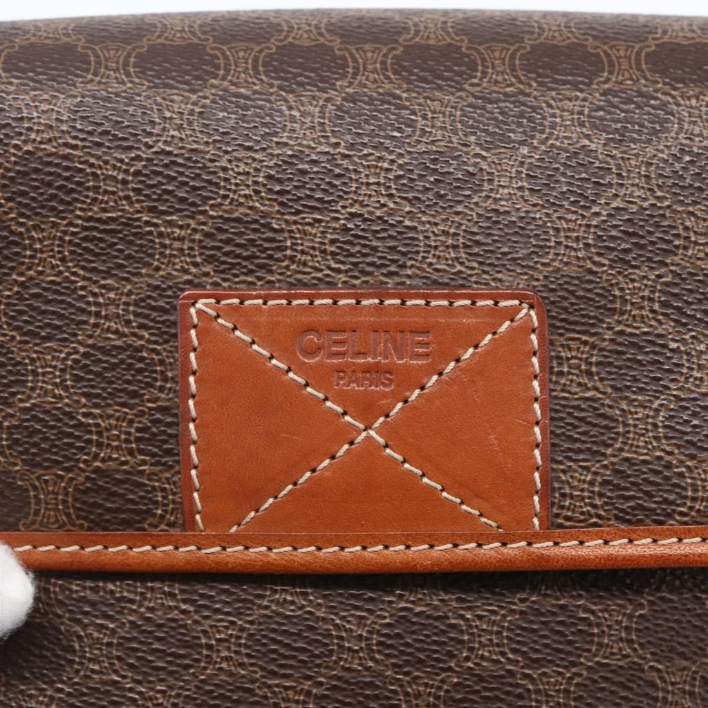 Celine Vintage Macadam Shoulder Bag Canvas And Leather Brown Canvas Shoulder Bag Bag