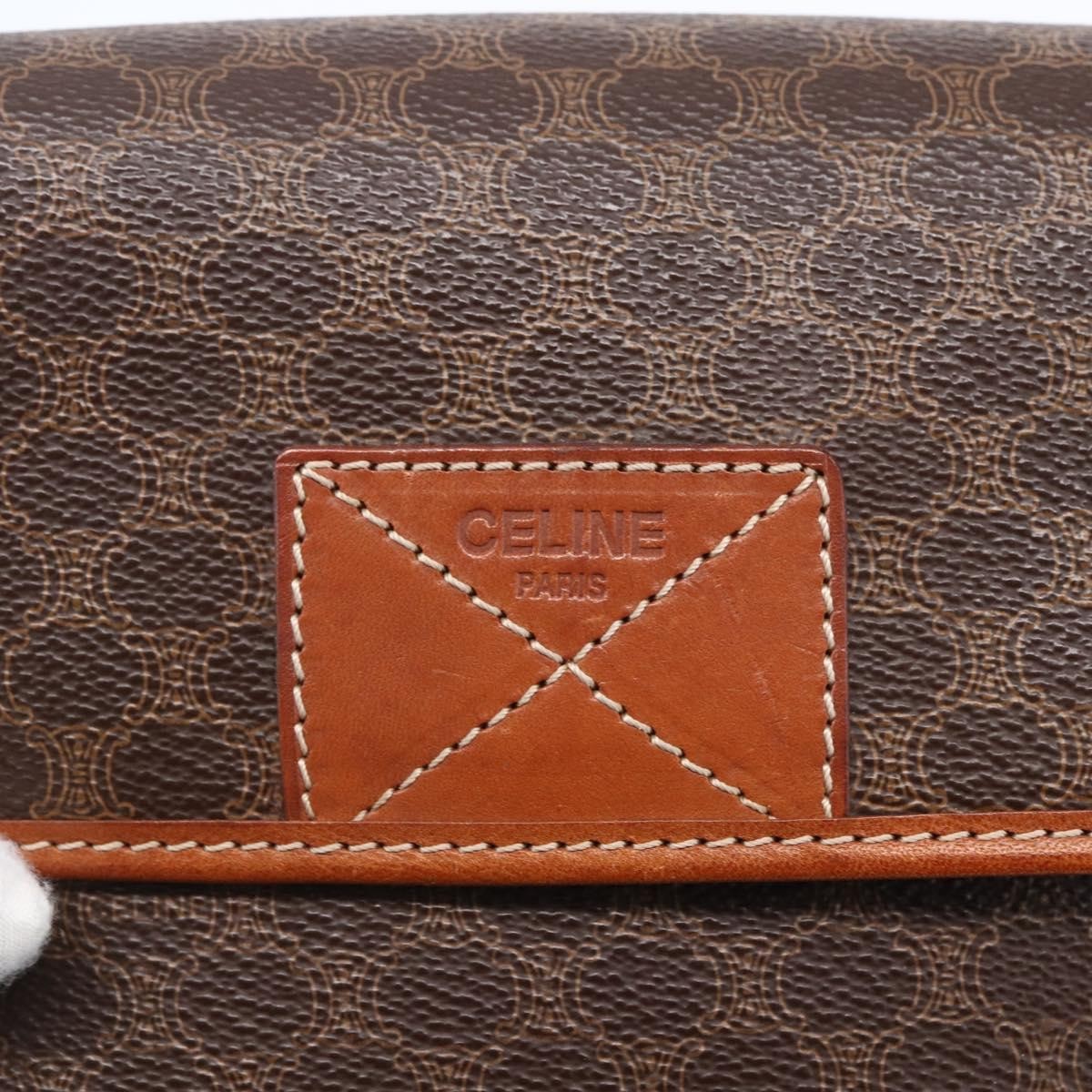 Celine Vintage Macadam Shoulder Bag Canvas And Leather Brown Canvas Shoulder Bag Bag