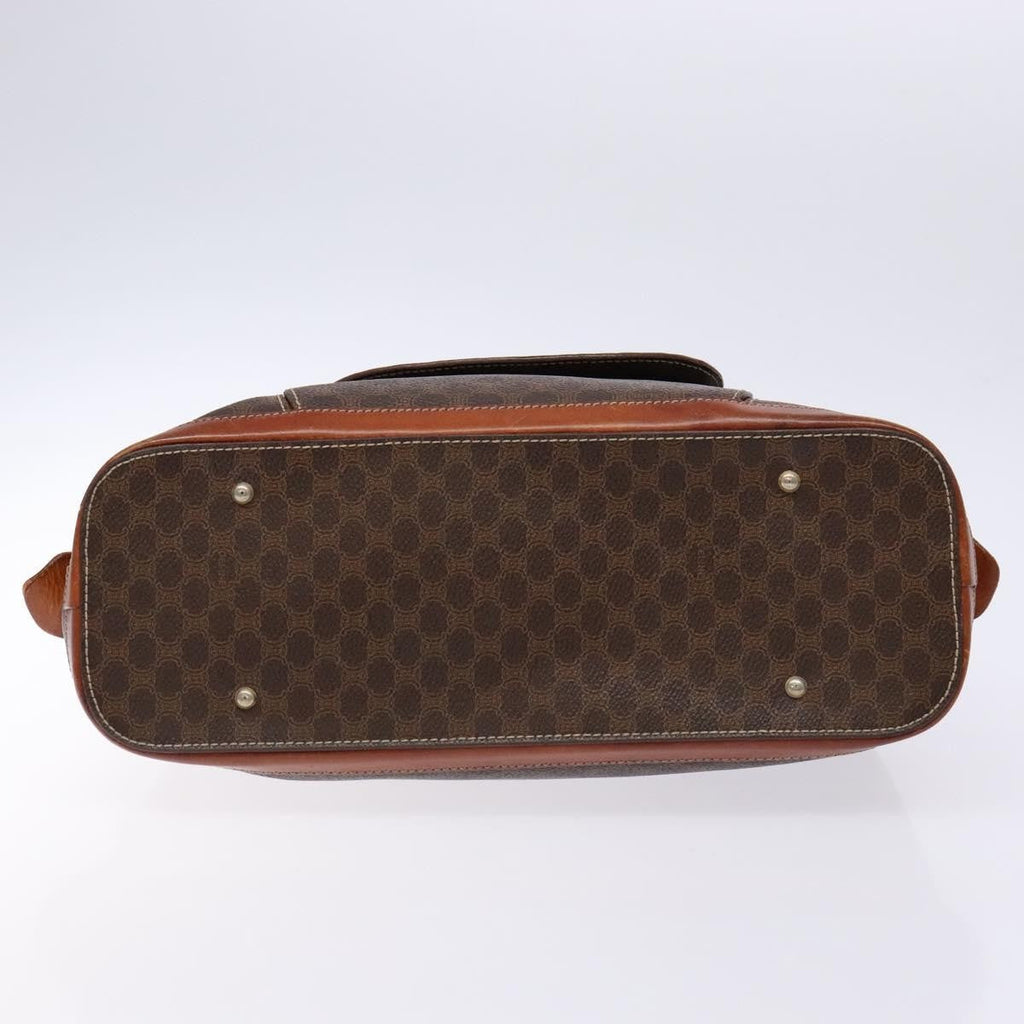 Celine Macadam Handbag Macadam With Leather Brown Canvas Handbag