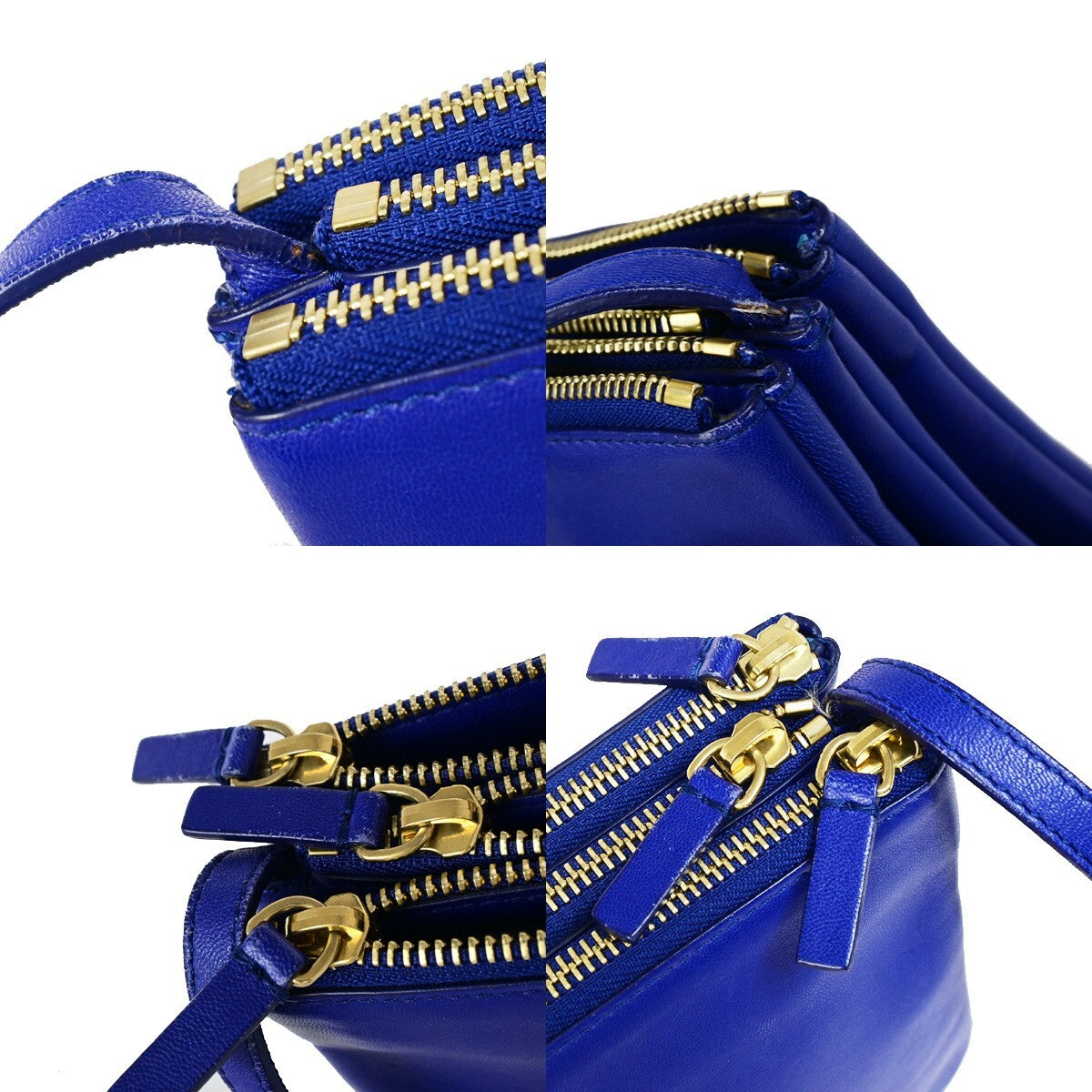 Celine Trio Crossbody Bag Leather Blue Leather Bag