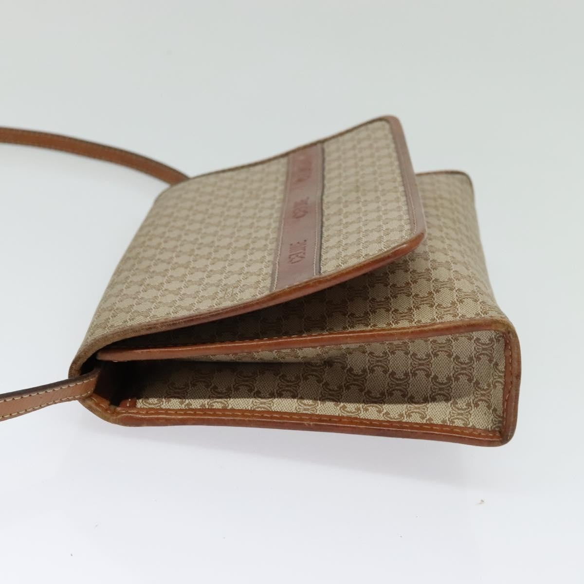 Celine Vintage Macadam Shoulder Bag Canvas And Leather Beige Canvas Bag