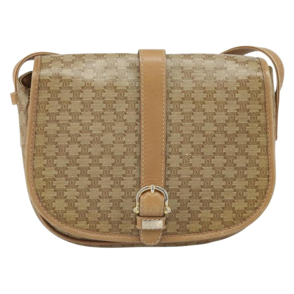 Celine Vintage Macadam Shoulder Bag Canvas Beige Canvas Shoulder Bag Bag