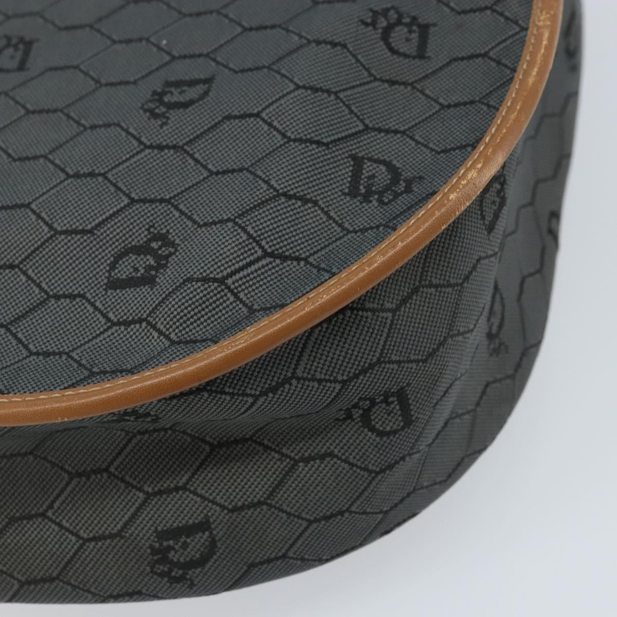Christian Dior Vintage Honeycomb Flap Crossbody Bag Canvas And Leather Black Canvas Shoulder Bag Bag (Pre-Owned)