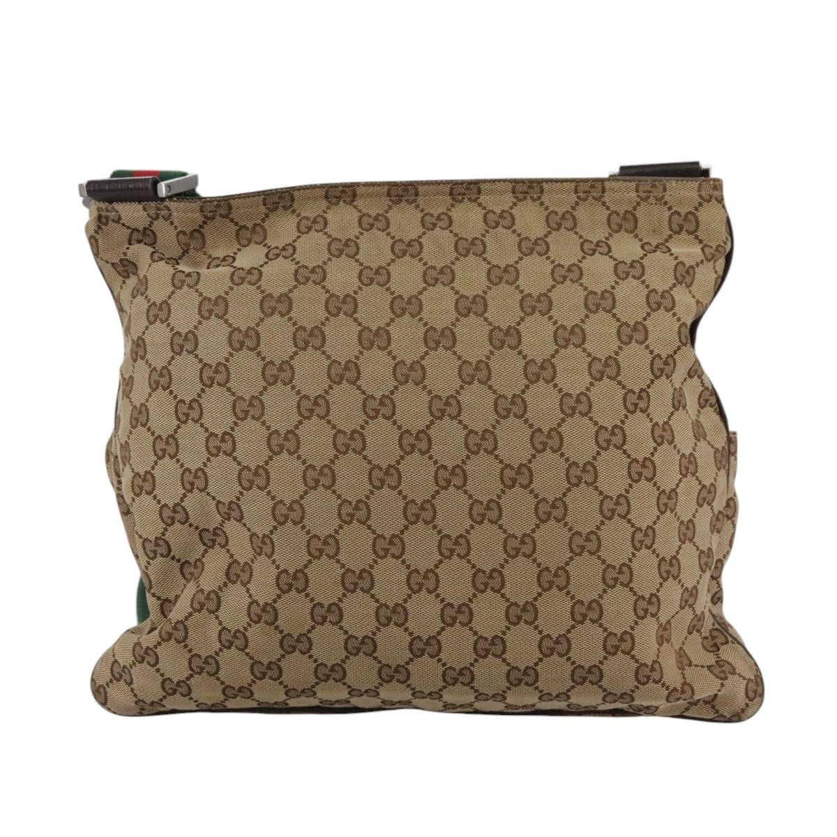 Gucci Double Pocket Web Messenger Gg Canvas Brown Canvas Shoulder Bag Bag (Pre-Owned)