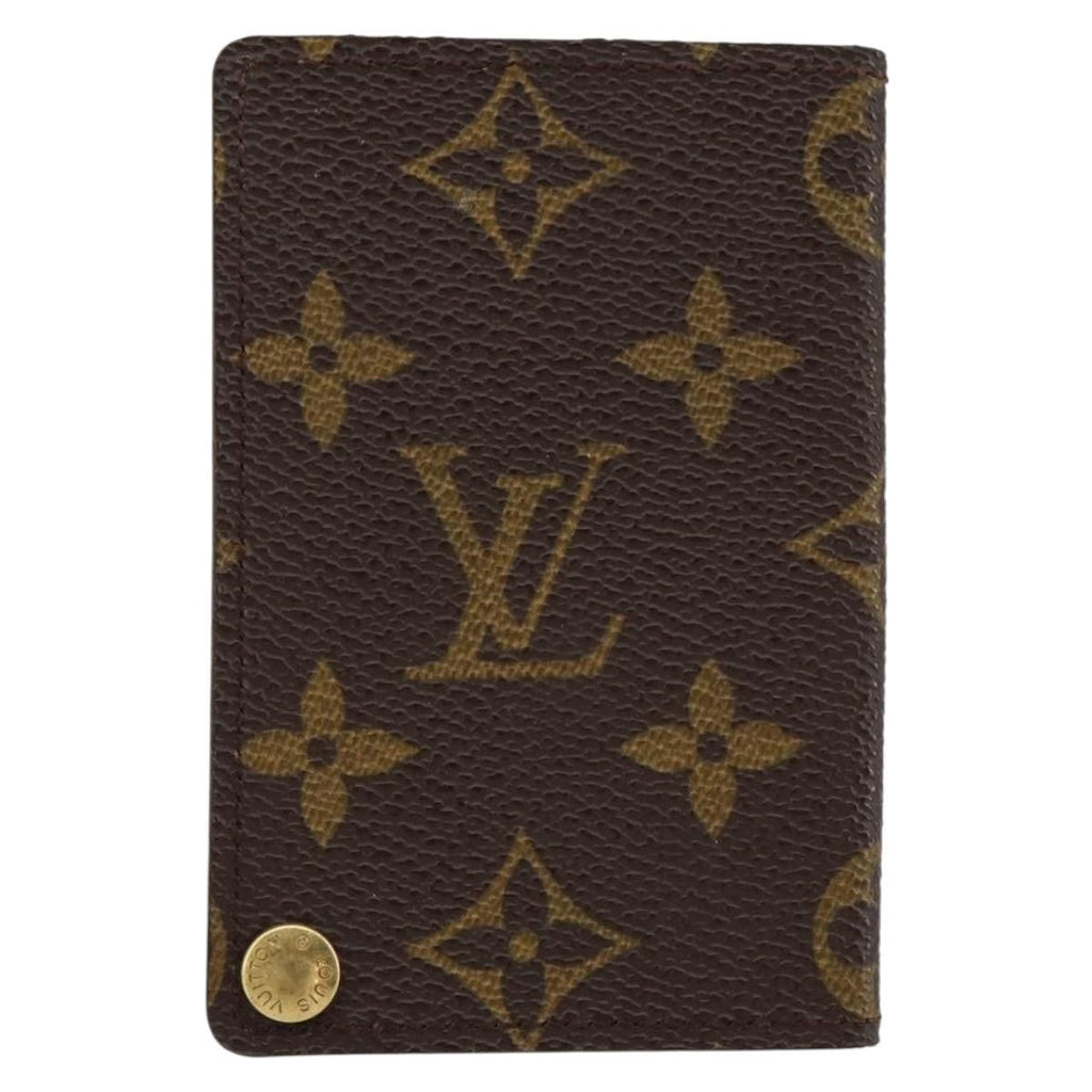 Louis Vuitton Porte Cartes Pression Card Case Monogram Canvas Brown Canvas Card Holders Accessory