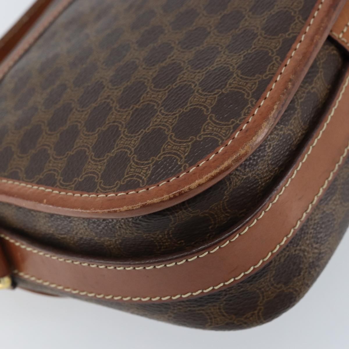 Celine Vintage Macadam Shoulder Bag Canvas And Leather Brown Pvc Shoulder Bag Bag
