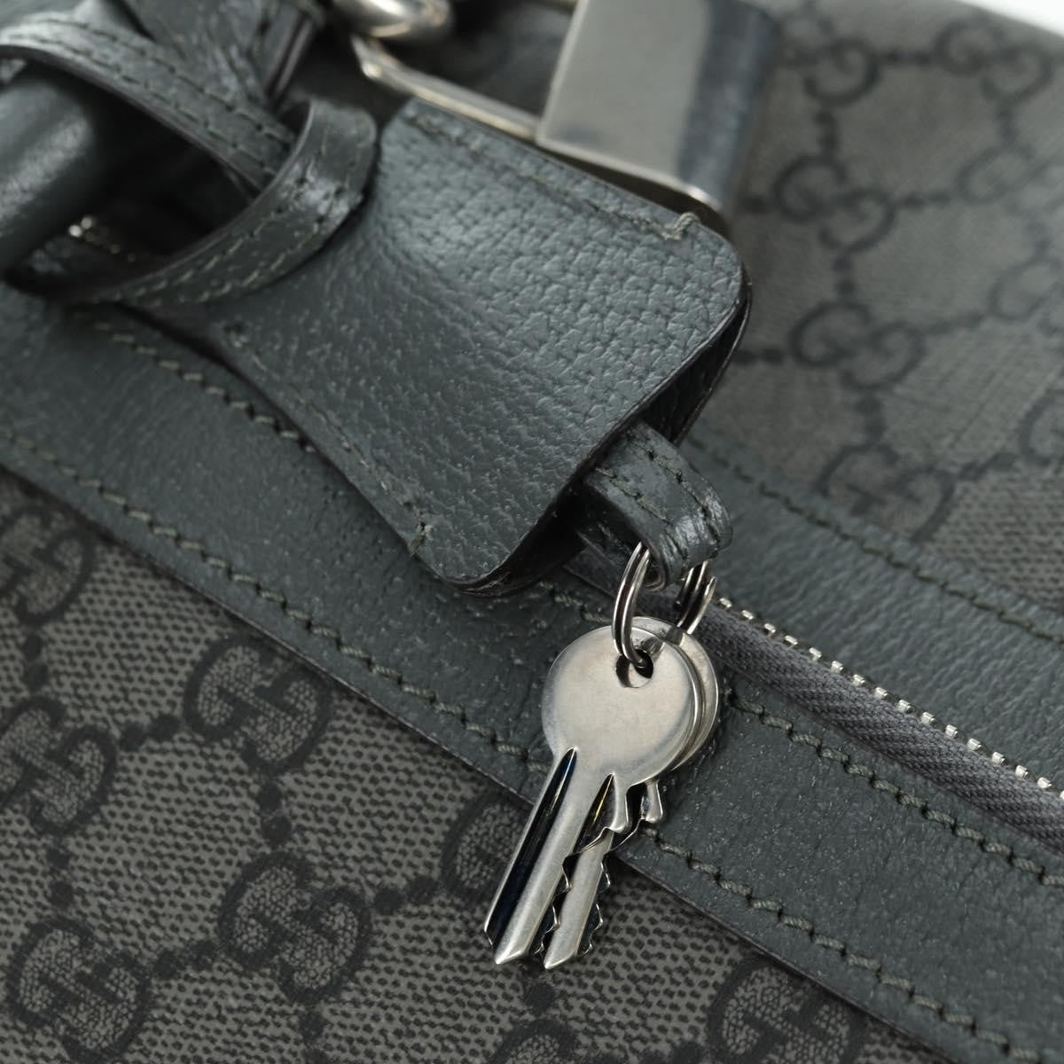 Gucci Web Trim Weekend Duffle Bag Gg Coated Canvas Gray Pvc Handbag (Pre-Owned)