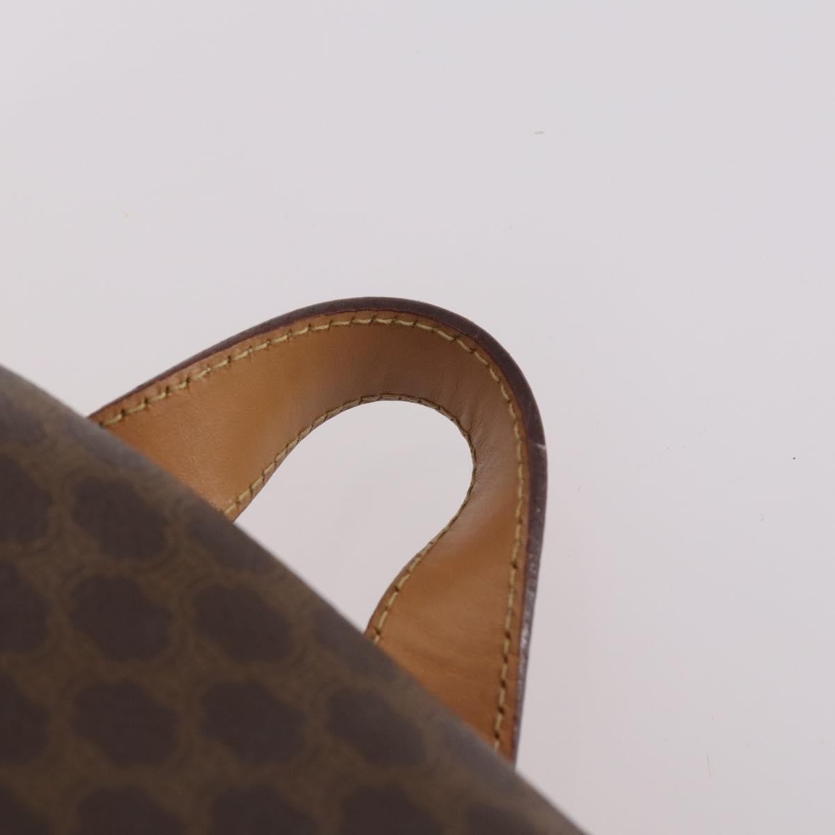 Celine Vintage Drawstring Flap Backpack Macadam Coated Canvas Brown Canvas Backpack Bag