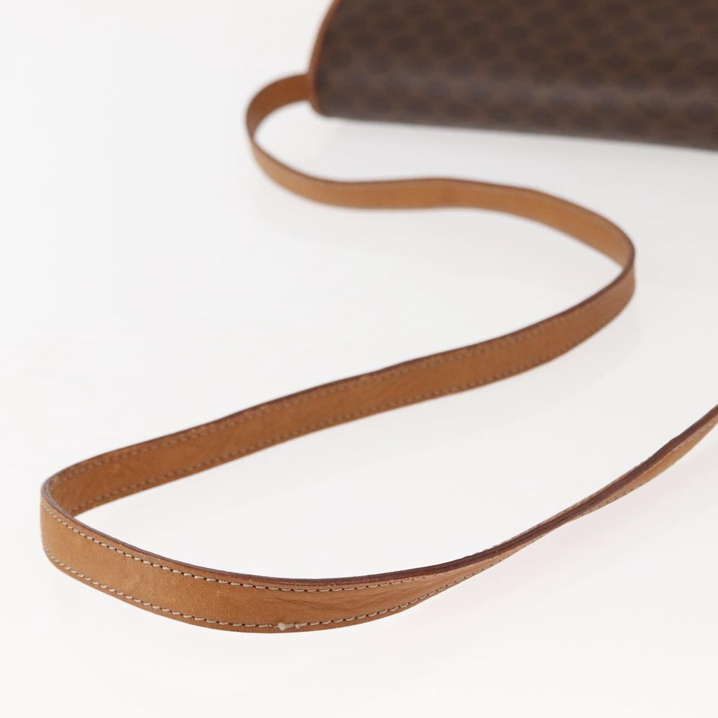 Celine Vintage Macadam Shoulder Bag Canvas Brown Canvas Shoulder Bag Bag