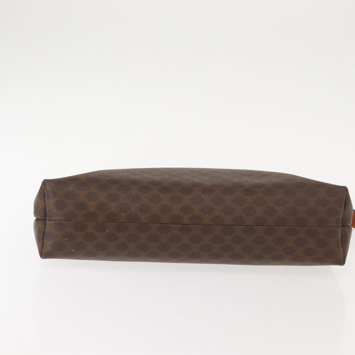 Celine Circle Logo Macadam Pouch Canvas And Leather Brown Canvas Clutche & Pouche Bag