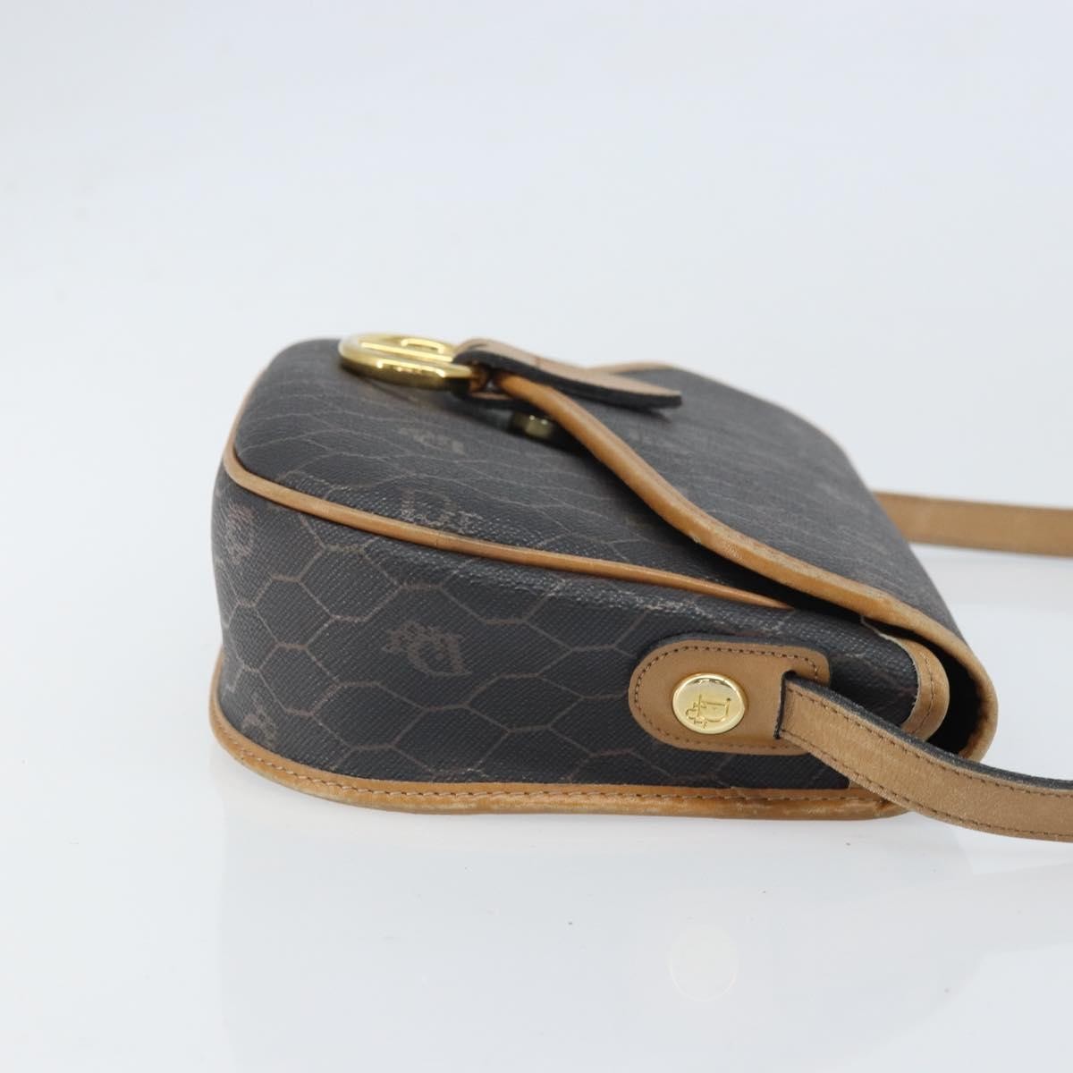 Christian Dior Vintage Honeycomb Shoulder Bag Canvas And Leather Black Canvas Shoulder Bag Bag (Pre-Owned)