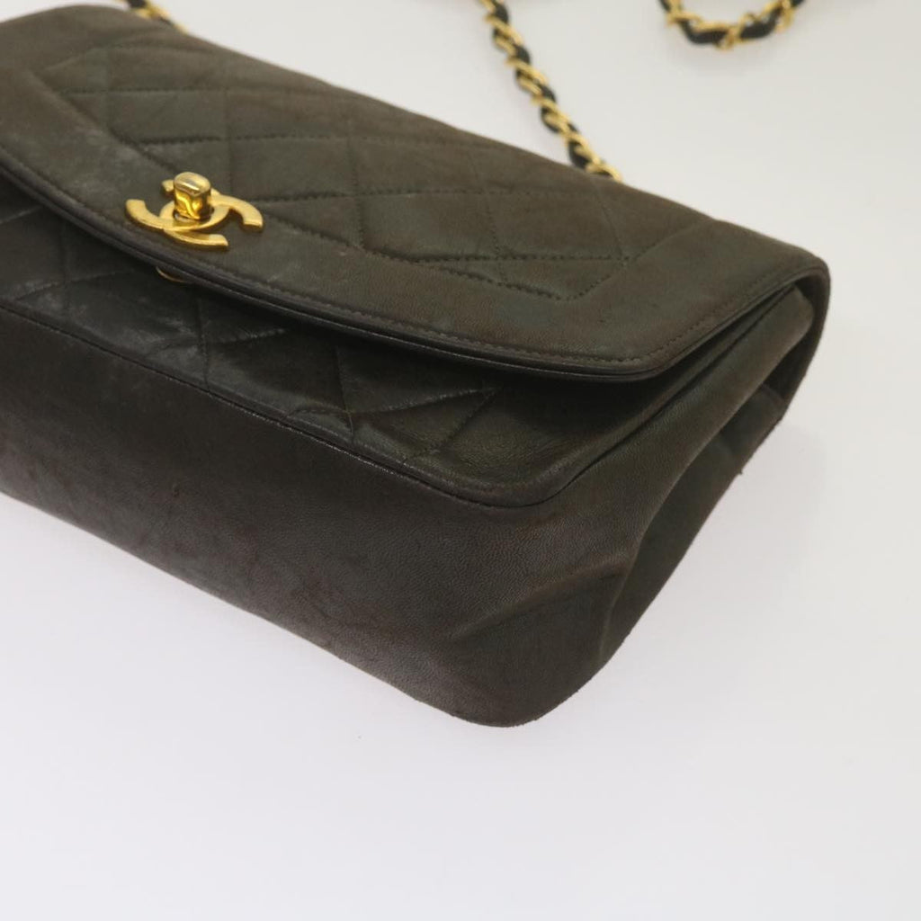 Chanel Vintage Diana Flap Bag Quilted Lambskin Black Leather Shoulder Bag Bag