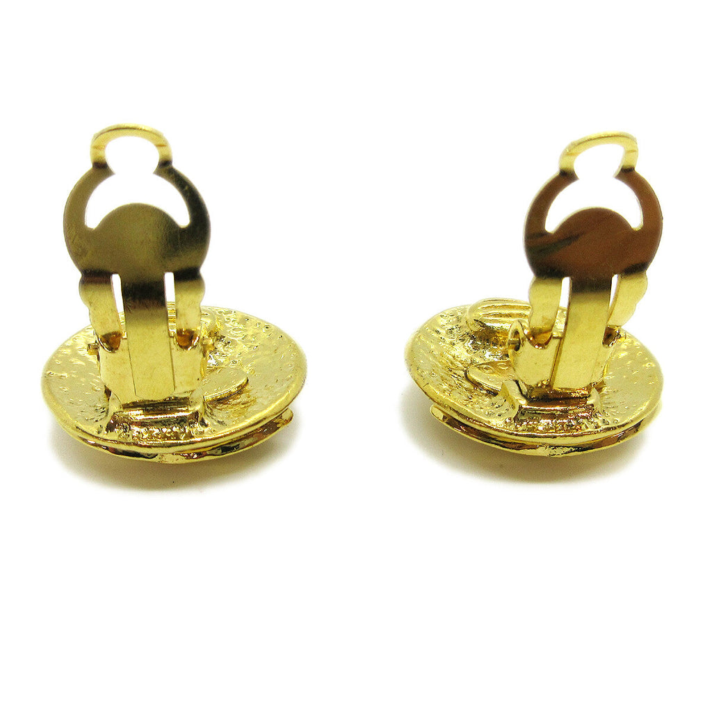 Chanel Vintage Cc Round Clip-On Earrings Metal Gold Gold_Plated Earrings Jewelry