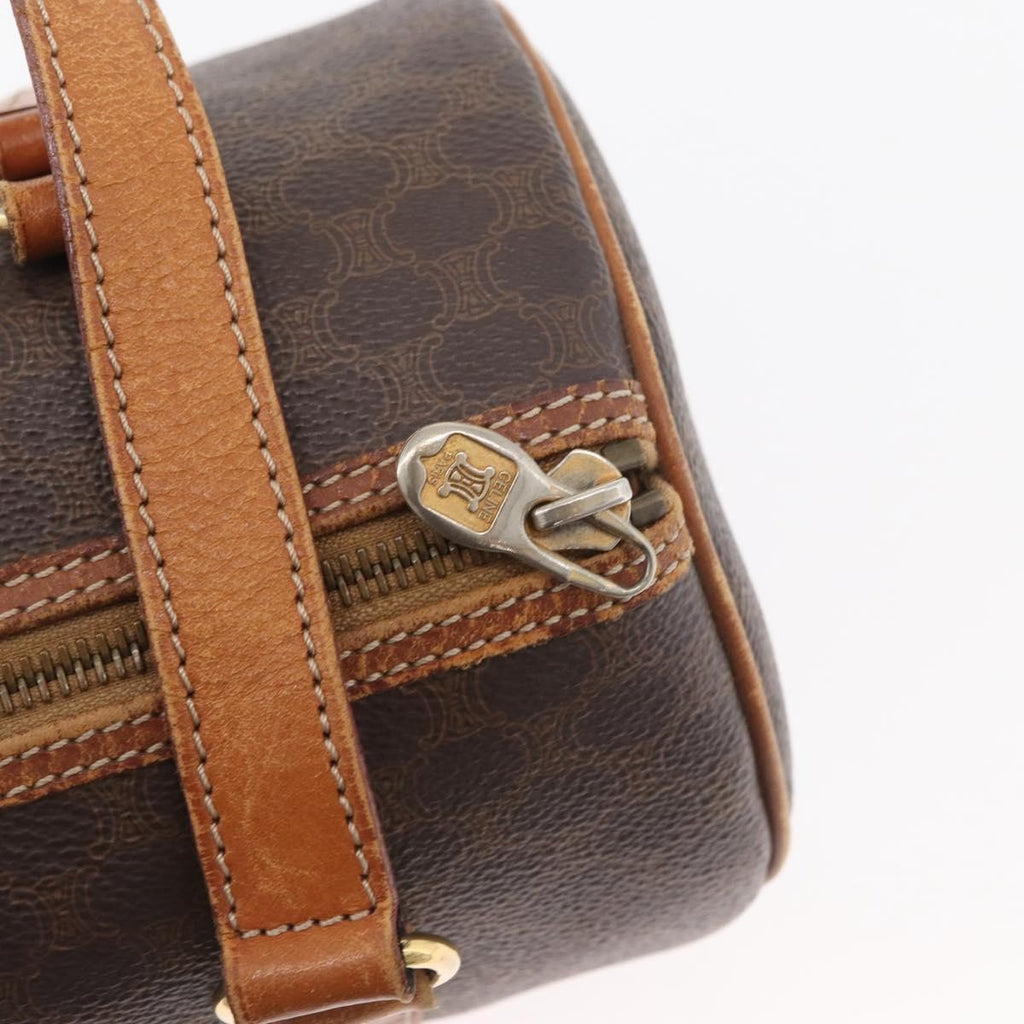 Celine Vintage Macadam Shoulder Bag Canvas And Leather Brown Canvas Shoulder Bag Bag
