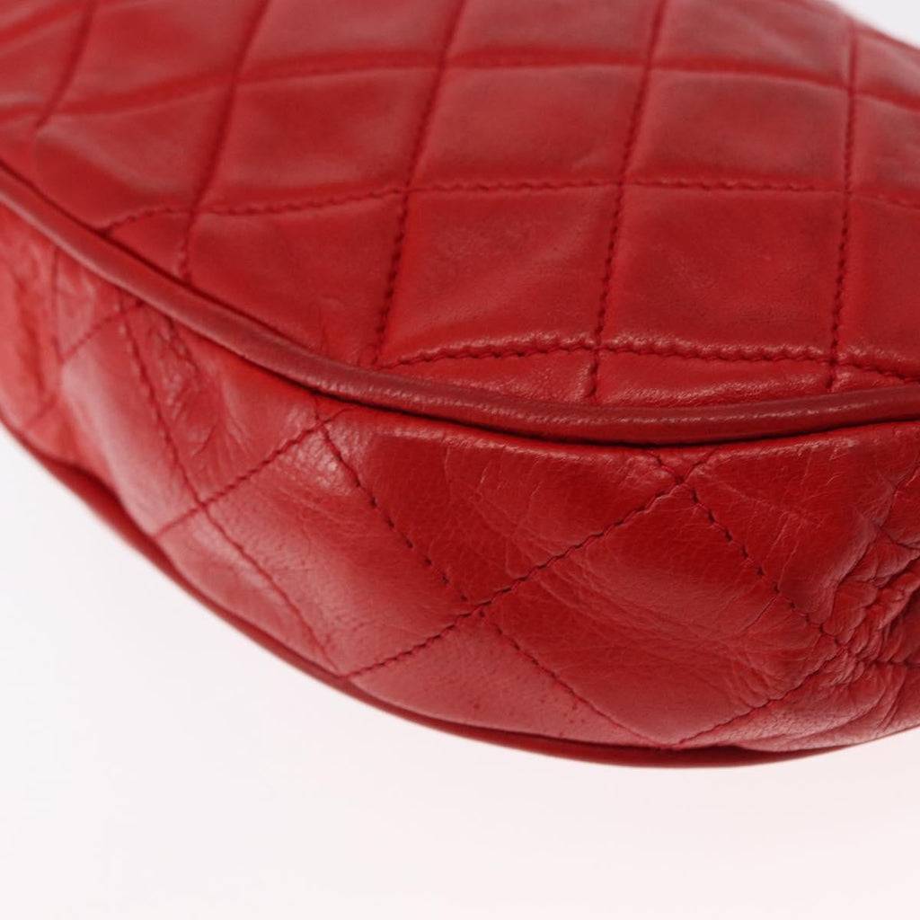Chanel Camellia Rounded Clutch Satin And Leather Red Leather Shoulder Bag Bag
