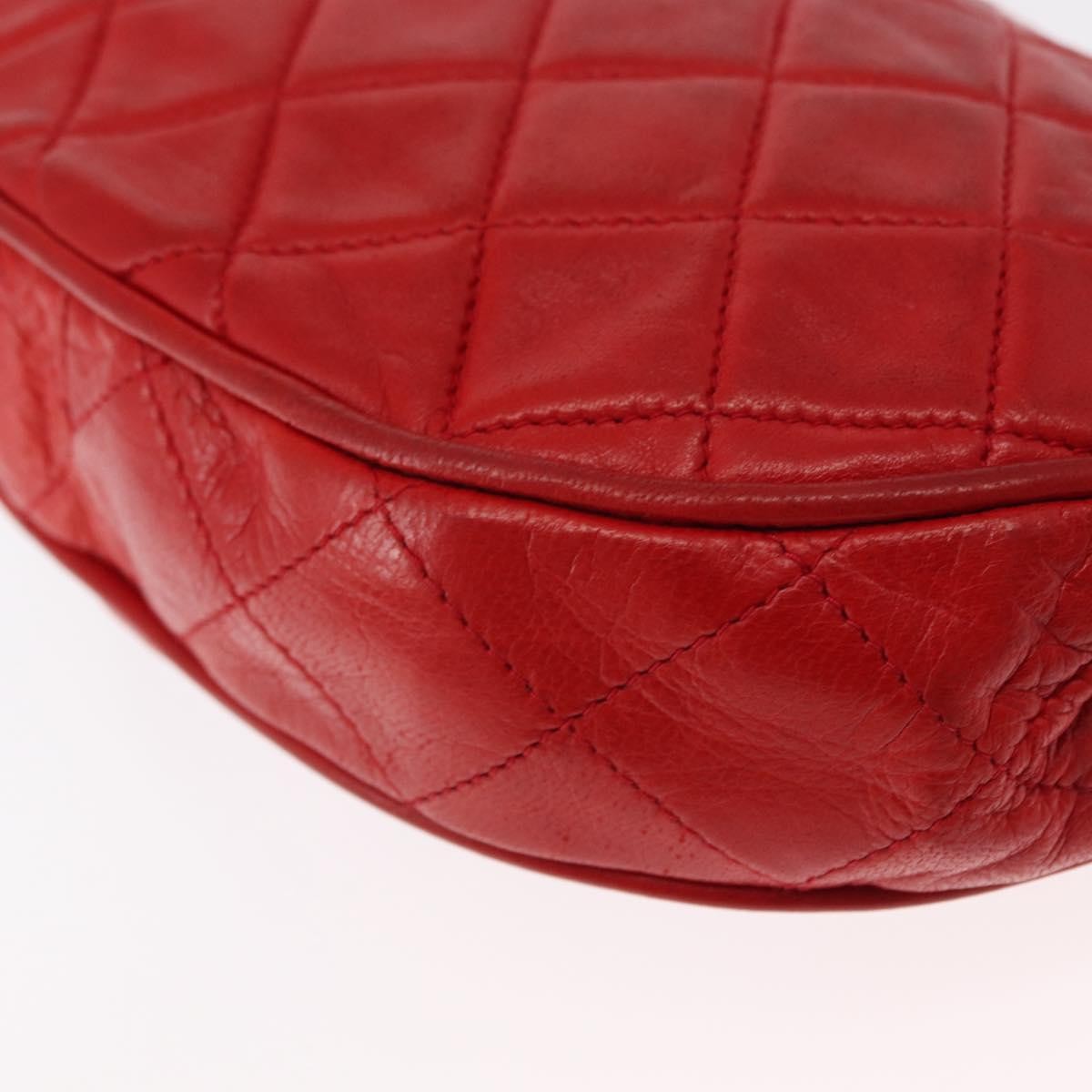 Chanel Camellia Rounded Clutch Satin And Leather Red Leather Shoulder Bag Bag